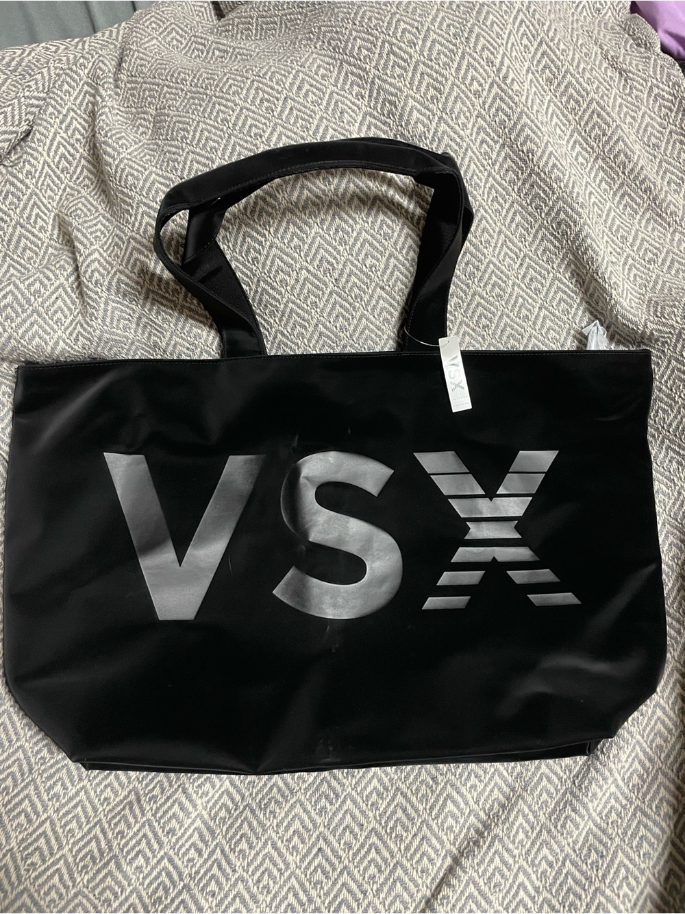 Victoria's Secret Black Tote with Silver VSX Logo